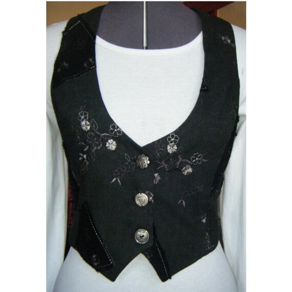 Ladies waistcoat. cropped fitted fully lined vest. Patchwork