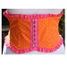 Waist cincher Circus corset underbust waspie. Orange with cerise pink polka dots and pink frills
