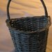 Vintage Blue Wicker Wall Basket With Handle