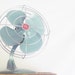 Vintage Mid Century Fan GE Aqua Red Bullet Fan Metal Industrial Beach Shabby Cottage Rustic Farmhouse Cabin Decor