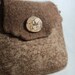 Carmel and Champagne tweed hand knit Fiber Art felted wool bag with wood button