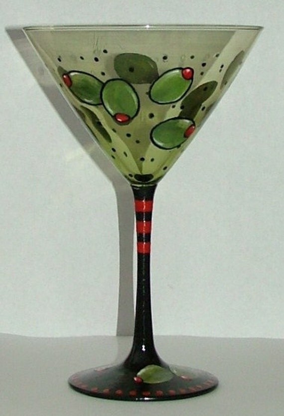 Items similar to Martini - Hand Painted Glass on Etsy