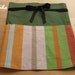 Chef Waist Apron, Forest Green with Multicoloured Wide Stripe with Black Ribbon Tie