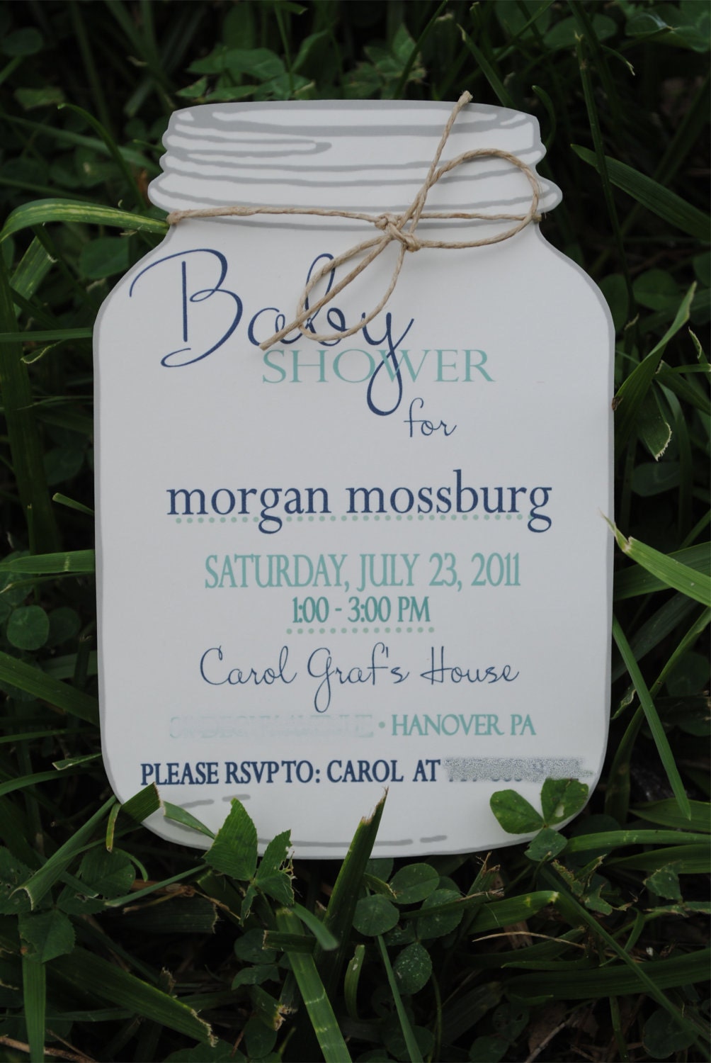 Baby shower invitation Mason jar invitations by blueenvelope
