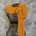 Crochet Lariat Flower Scarf - Mustard Yellow Crochet Scarf