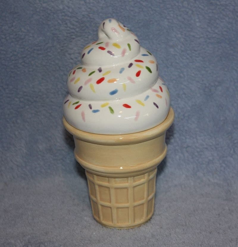 Handpainted Ceramic Ice Cream Cone with by FlutterbyConnections