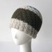 Chevron Rib Cap in natural, olive brown, and teal wool