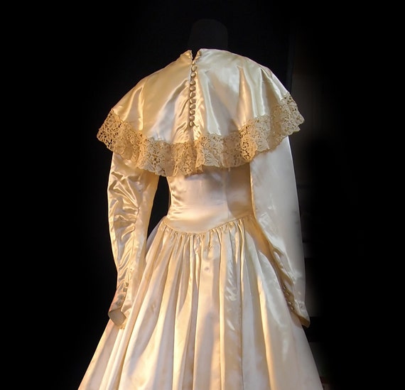 Candlelight Satin Wedding Dress Late 40&rsquo;s