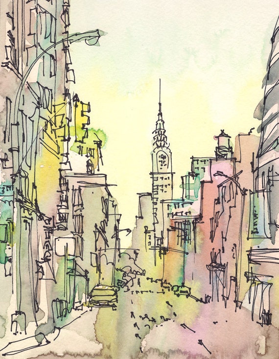 New York Sketch Chrysler Building New York City print from