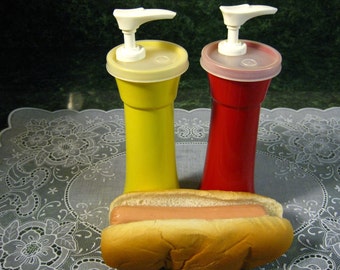 Tupperware Mustard & Ketchup Dispensers - Vintage Tupperware - Mustard and Ketchup Dispensers - Tupperware - Tupperware Dispensers