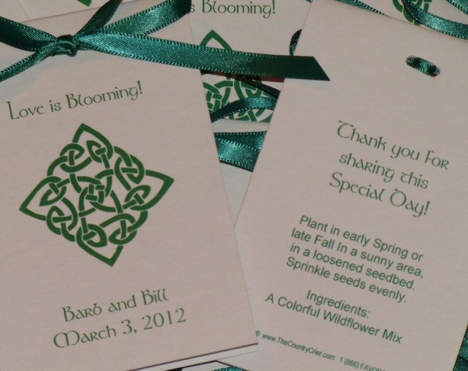 Irish Celtic Knot Wedding Flower Seeds Party Favors Bridal Shower Wedding Reception Favors Rehearsal Dinner