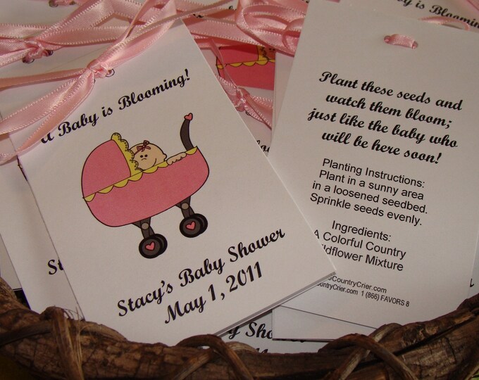 Pink Buggy Baby Shower Flower Seeds Party Favors Blue Baby Buggy SALE CIJ Christmas in July