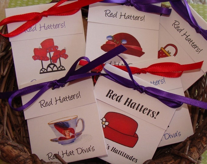 Red Hat Purple Hats for Lady Ladies Tea Party Woman Womens Tea Luncheon Tea Bag Favors for Brunch Lunch Womens Retreat