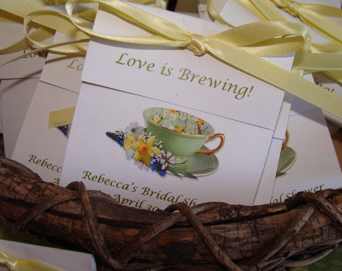 Green Springtime Teacup Tea Bag Bridal Shower Wedding Party Favors Christmas in July CIJ