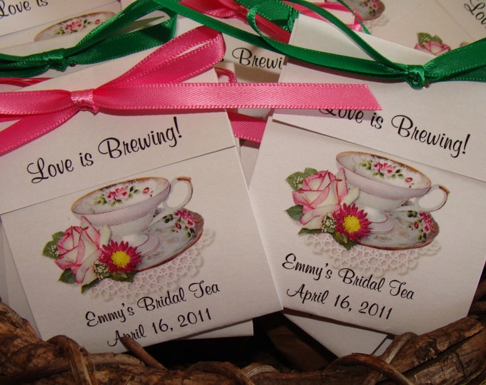 Pretty Pink Roses Teacup Tea Bag Bridal Shower Wedding Party Favors CIJ