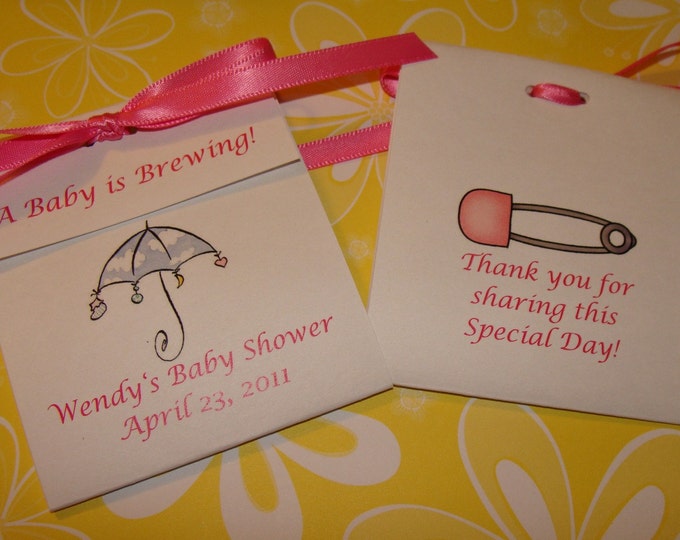 Cloudy Umbrella Baby Shower Tea Bag Favors that are Sweet and Adorable