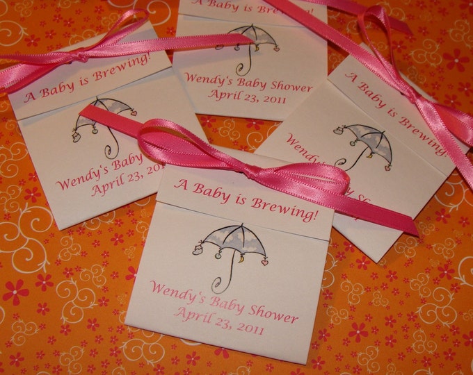 Cloudy Umbrella Baby Shower Tea Bag Favors that are Sweet and Adorable