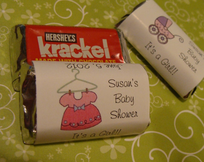 Mini Candy Bar Wrappers for Baby Shower or Baby Sprinkle Chocolate Baby Buggy Dress Party Favor