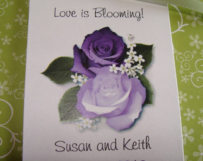 Lavender Purple Roses Design w/ Wildflower Seeds Packets for Bridal Shower Wedding Flower Seeds Party Favors SALE CIJ Christmas in July