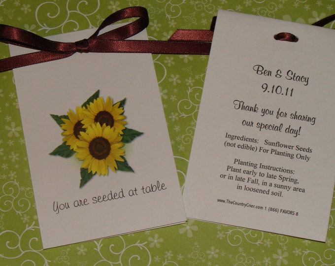 Seeded At Sunflower Duo Place Card Escort Cards for Wedding Reception