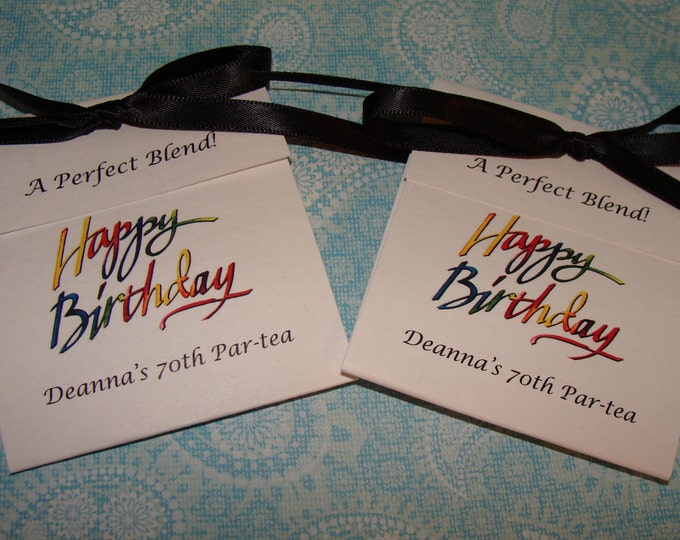 Birthday Words 50th, 60th, 70th, 80th Tea Party Favors Tetley Tea Birthday Tea bag Favors