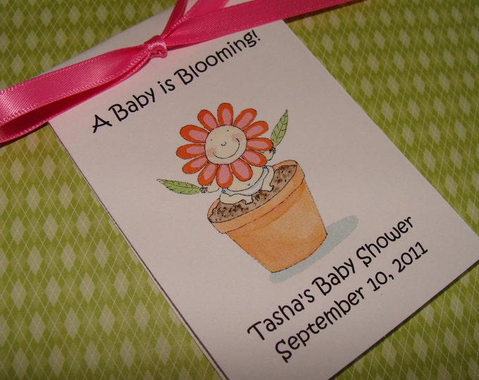 Flower Face Flower Pot Baby Shower Sprinkle Baptism Christening Grow in Love Flower Seeds Packets Party Favors SALE