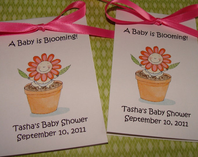 Flower Face Flower Pot Baby Shower Sprinkle Baptism Christening Grow in Love Flower Seeds Packets Party Favors SALE