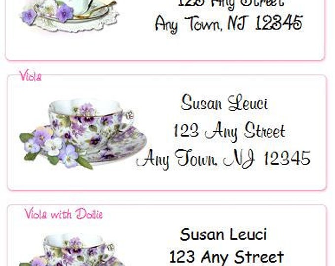 SALE Cute Teacups Personalized Address Labels Elegant and Classy Design
