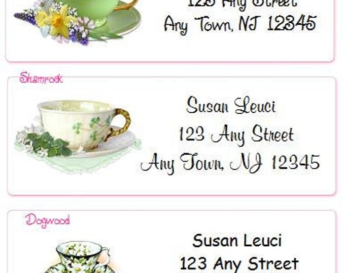 SALE Teacups Personalized Address Labels Elegant and Classy Designs