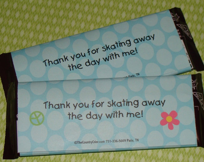 Super Cute Roller Skating Birthday Party Skates Candy Bar Wrappers for Girls or Boys