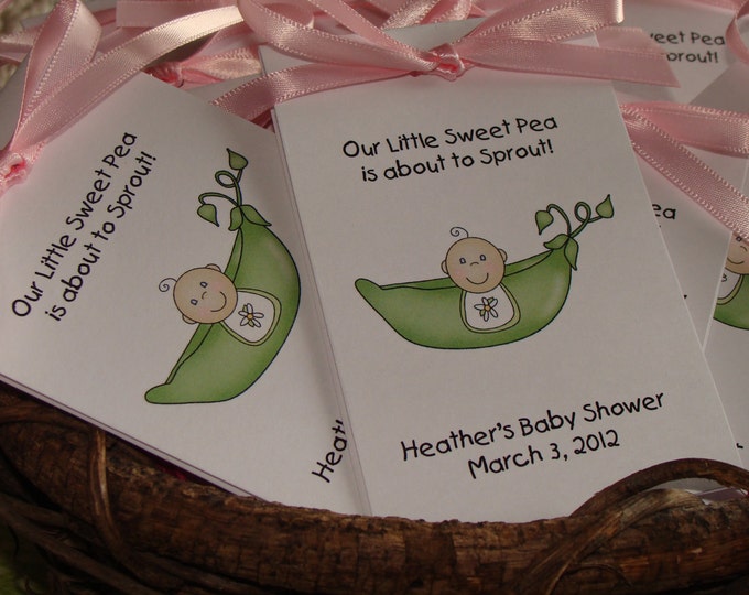 Sweet Pea Pea in a Pod Flower Seed Favors Seed Packets for Baby Shower SALE CIJ Christmas in July