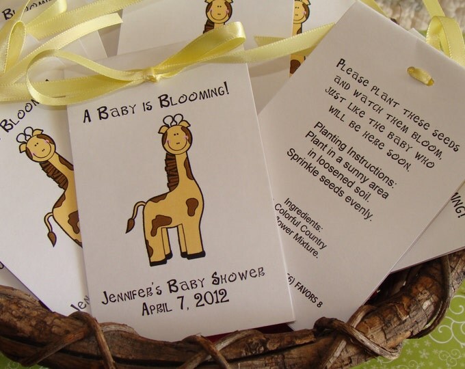 Giraffe Flower Seed Favors for Baby Shower Baby Sprinkle Zoo Animal Theme Party Favors Birthday Kids Party Gifts Neutral