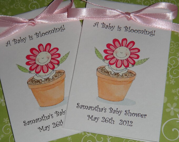 Flower Pink and Orange Flower Face Flower Pot Baby Shower Sprinkle Flower Seeds Packets Party Favors SALE CIJ Christmas in July