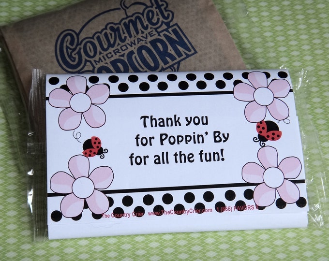 SALE Lady Bug Pink BlueFlowers Popcorn Birthday Party Favors or Baby Shower Party Favors 1st 2nd 3rd 4th 5th 6th Birthday Favors