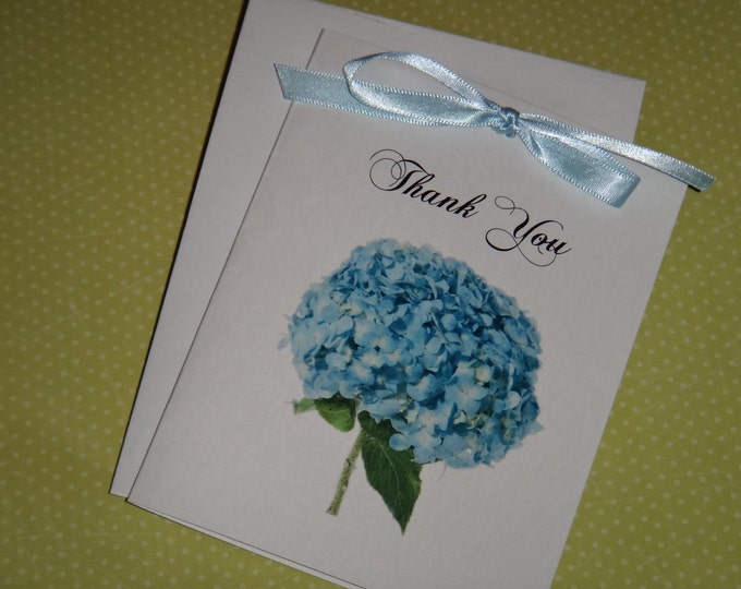 50 Custom Blue Hydrangea Personalized Thank You Note Cards for your Wedding Day