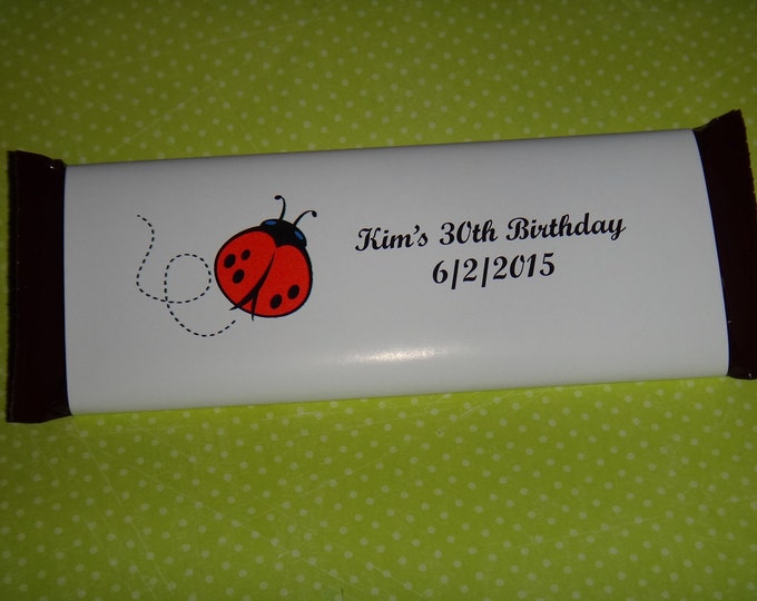 Lady Bug Birthday Candy Bar Wrappers Party Favors for Chocolate Bars