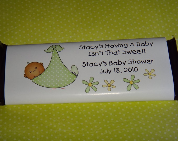 African American Green Sling Baby Candy Bar Wrappers Baby Shower Party Favors for Chocolate Bars
