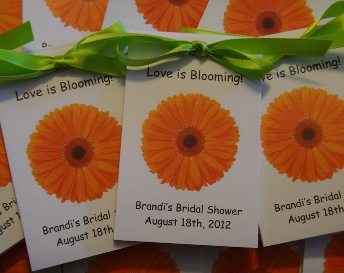 Orange Gerber Daisy Design with Wildflower Seeds Inside for Bridal Shower or Wedding SALE CIJ Christmas in July