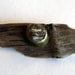 natural driftwood brooch with pebble in a hammered brass frame...one of a kind...