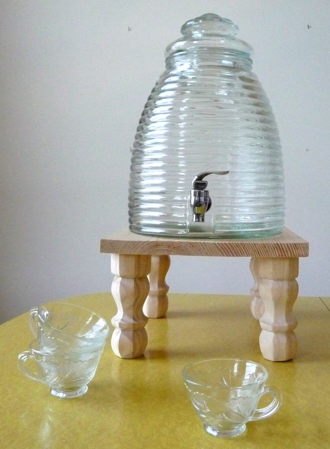 Beehive drink dispenser & handmade wood stand