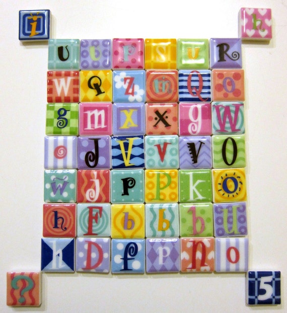 1 Ganz Tiles 46 Ceramic Magnet Letters Scrapbooking