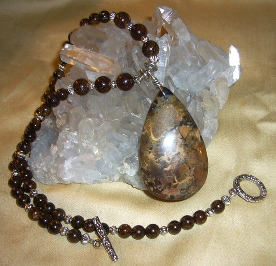 PAINT BRUSH MAGIC. Paint Brush Jasper Pendant Bronzite