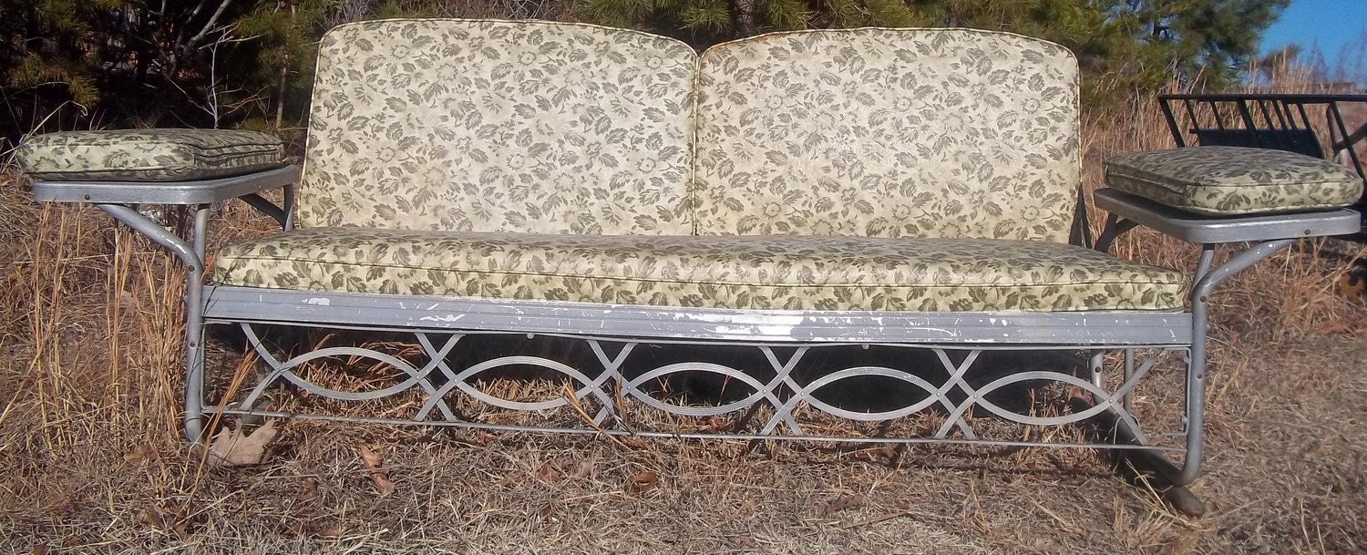 Long Vintage Metal Sofa Porch Glider by oldvintagefurniture