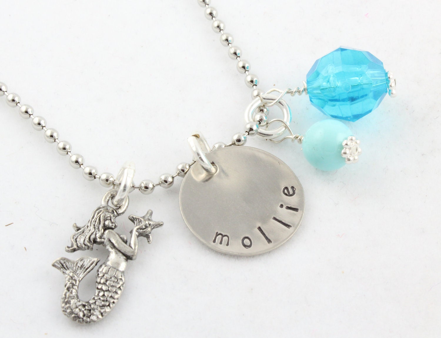 Mermaid Charm Necklace Children Custom by TheSilverDivaKids