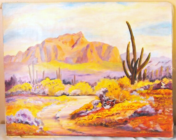 Items similar to Southwest Desert Scene Acrylic Painting - Rescued on Etsy