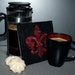 Fleur de Lis Embroidered Trivet Hot Plate Red Black MTCoffinz --- ready to ship