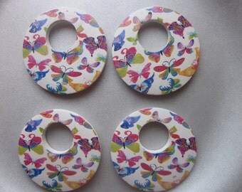 SALE - Butterfly Wood Pendants 50mm 2 Pendants