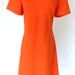 Vintage 60s Orange and Lace Mod Short Sleeve Shift Dress, Size Medium 8
