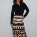 Vintage 60s Black, Brown & Off White Circle Geometric Pattern Long Sleeve Maxi Dress, Size Extra Small - Small XS S