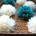 paper pom poms...50 napkin rings...satin tie